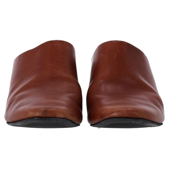Pre Loved The Row Vintage Leather Mules Women brown | ochre Mid Heels - Picture 3 of 8